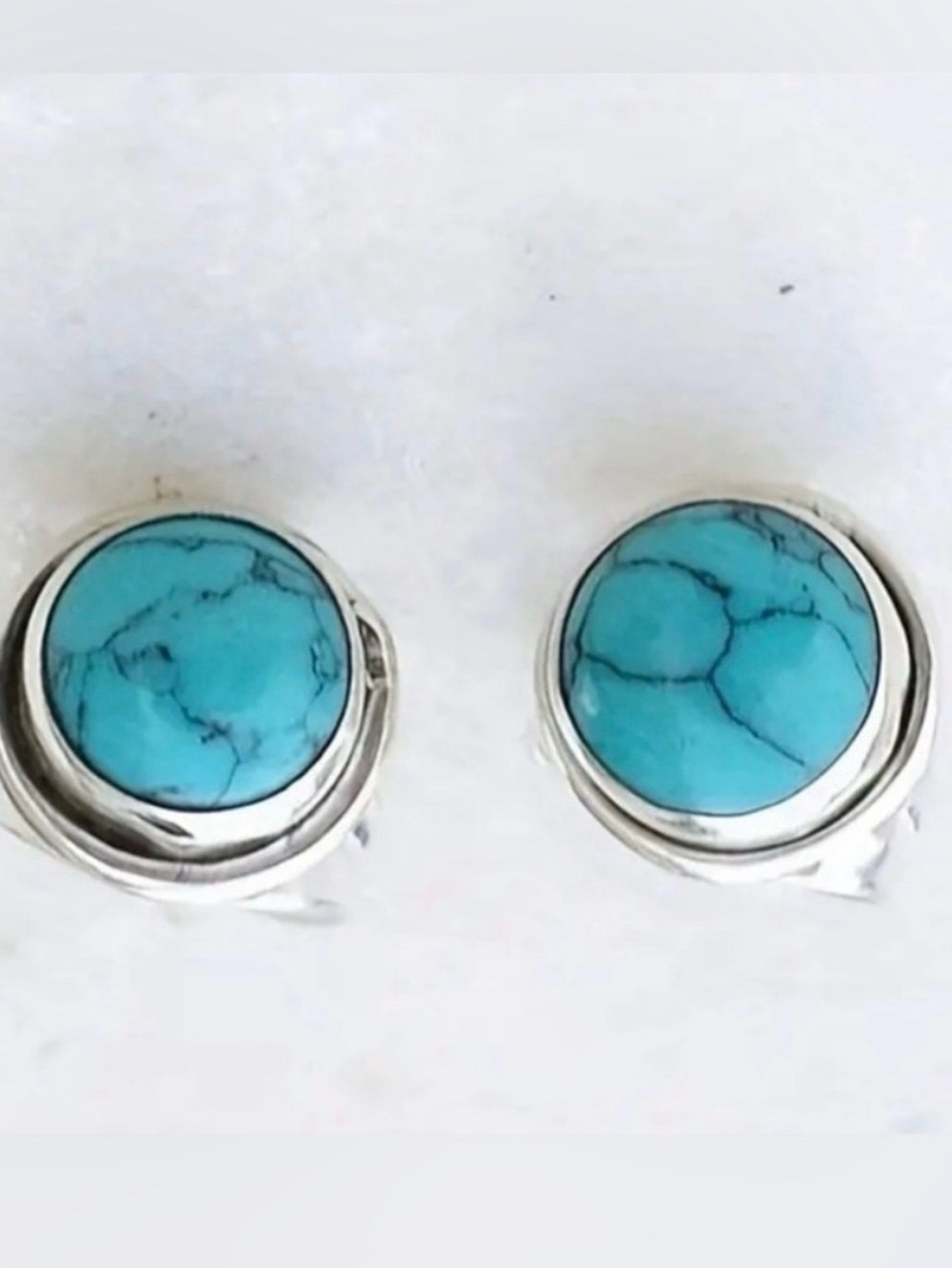 ValMarie Turquoise Blue Stone Silver Stud Earrings